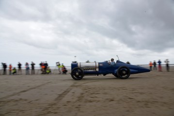NMM Senior Engineer Ian Stanfield at the wheel of the 350hp Sunbeam at Pendine